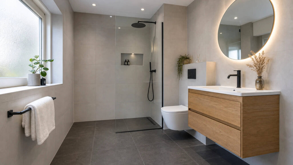 Moderne verbouwde badkamer